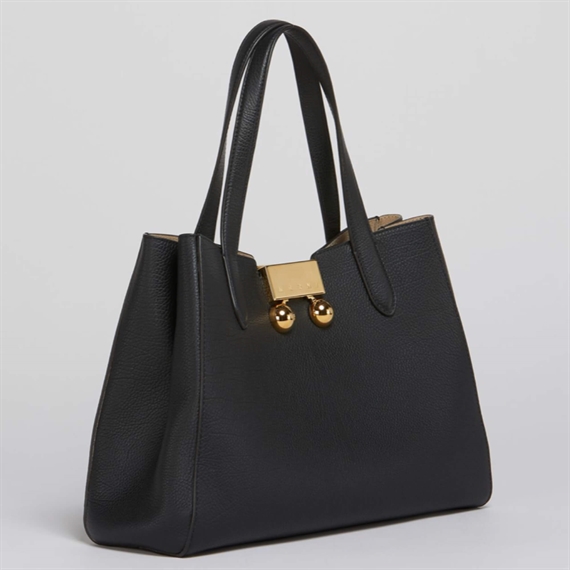 Marni Small Leather Trunkaroo Tote Handbag, Sort